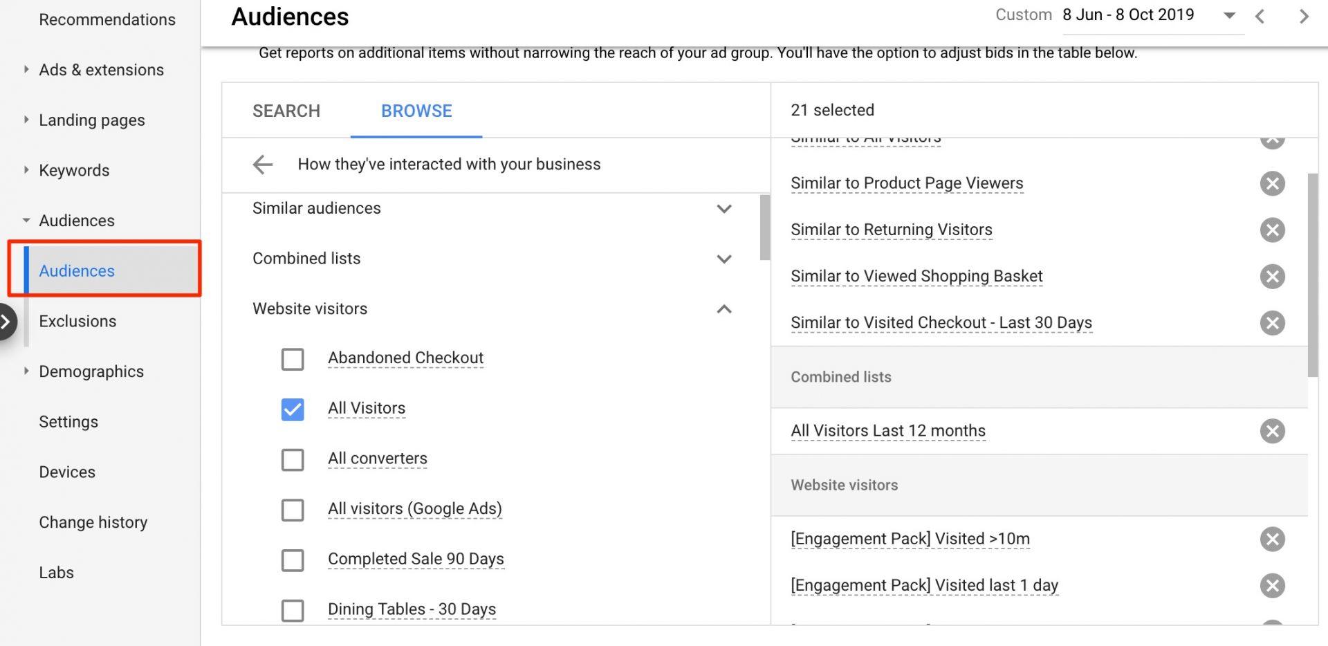 Audience builder - step 2